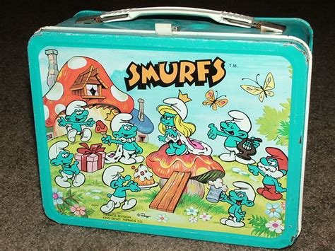 smurfs metal lunch box|smurfs lunch box 80s.